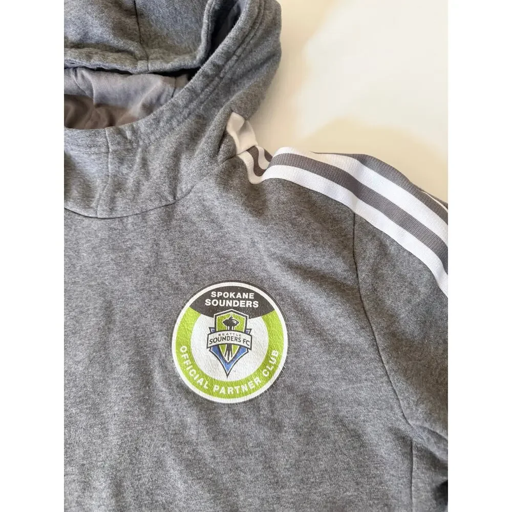 Adidas Youth Large Gray Soccer Training Hoodie with Crest